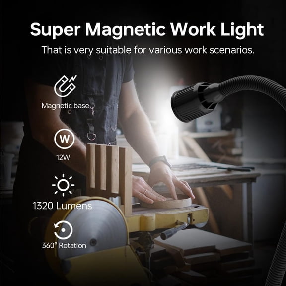 Magnetic Work Light, 1320 Lumens LED Lathe Machine Light with Flexible Gooseneck and Magnetic Base, Shop Tool Lamp for Lathe, Work Bench, Sewing Machine, Grill, Industrial Lightin$$