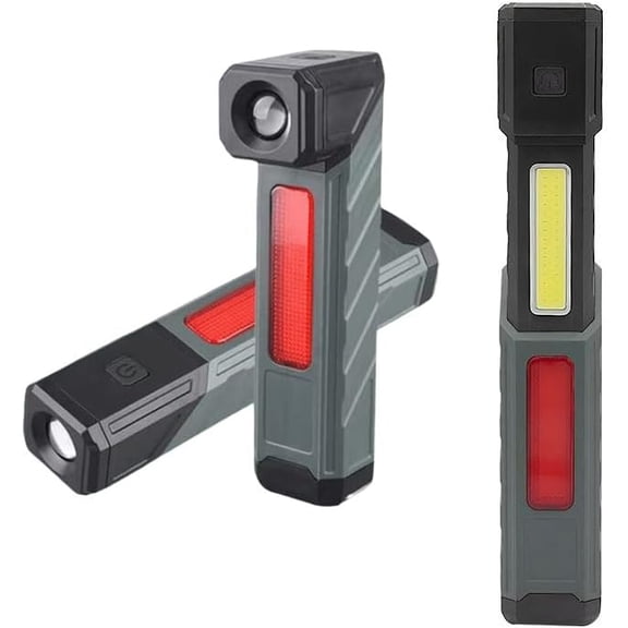 Magnetic Work Light with COB,90 Degree Rotatable Rechargeable Portable Handheld Flashlight Clip OnInspection Light for Car Repair, Camping, Emergency & Job Site Lighting