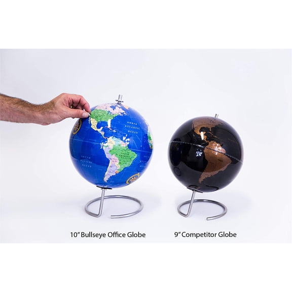 Magnetic World 10 Inch Standing Sphere with Stand and 40 Pins for Office Classroom Home Decor Education Vintage Map Blue