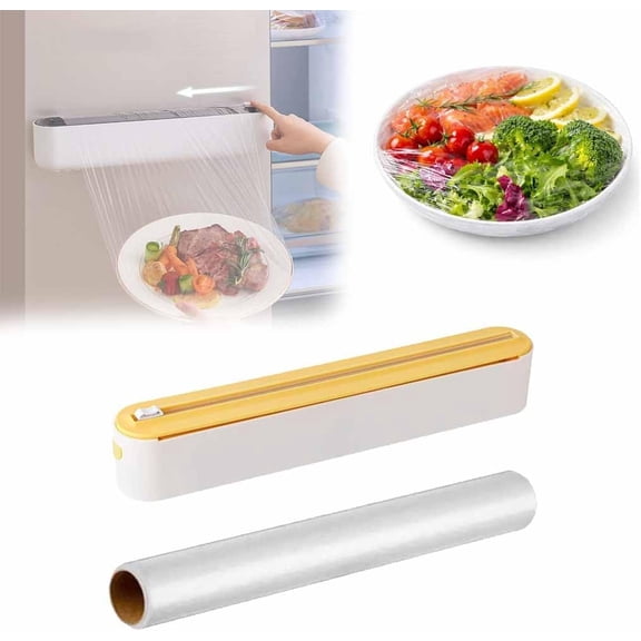 Magnetic Wrap Dispenser with Cutter, 3-in-1 Organizer for Plastic Wrap Foil and Wax Paper, Strong Magnet Mount for Refrigerator or Drawer, Smooth Cut Kitchen Wrap Holder