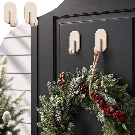 Magnetic Wreath Hanger, 2 Pack Heavy Duty Magnets with Hook for Cruise | Refrigerator, Christmas Decoration Magnetic Hooks for Metal Front Door, Cruise Hook Hanger for Hanging Cabins Grill Coat
