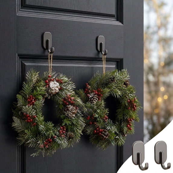 Magnetic Wreath Hanger, 2 Pack Heavy Duty Magnets with Hook for Cruise | Refrigerator, Christmas Decoration Magnetic Hooks for Metal Front Door, Cruise Hook Hanger for Hanging Cabins Grill Coat