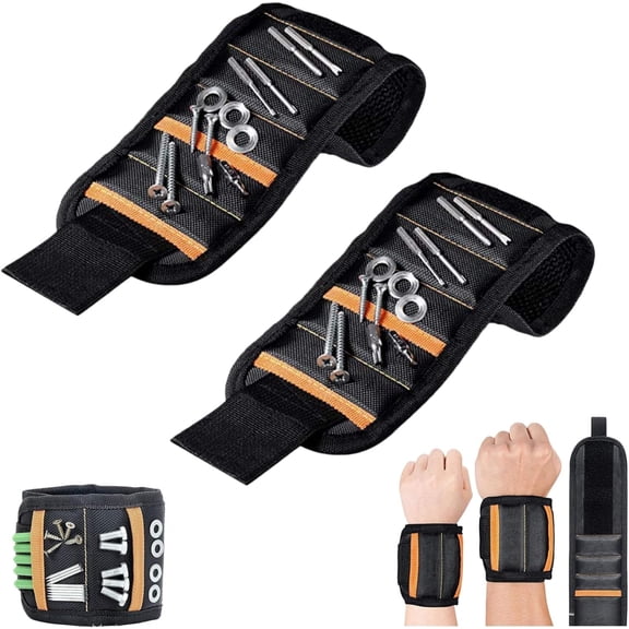Magnetic Wrist Tool Holder, Adjustable Magnetic Wristband for Screws Nails Drill Bits, Free Up Your Hands & Cut Project Time, Tool Wrist Strap with Pockets for DIY, Repair