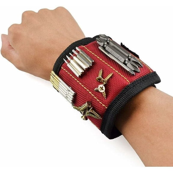 Magnetic Wristband, 10 Strong Magnets Magnetic Wristband for Holding Screws, Nails, Bits, Fasteners, Washers, Bolts, Scissors, Small Tools and Screws