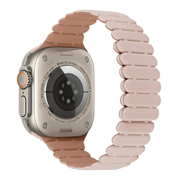 Magnetic Wristband Compatible for Apple Watch Band 41mm 40mm 38mm TPU Silicone Gel Rubber Sport Strap with Strong Magnetic Link for iWatch Series 9 8 7 6 5 4 SE 3 2 1, Pink/Gray