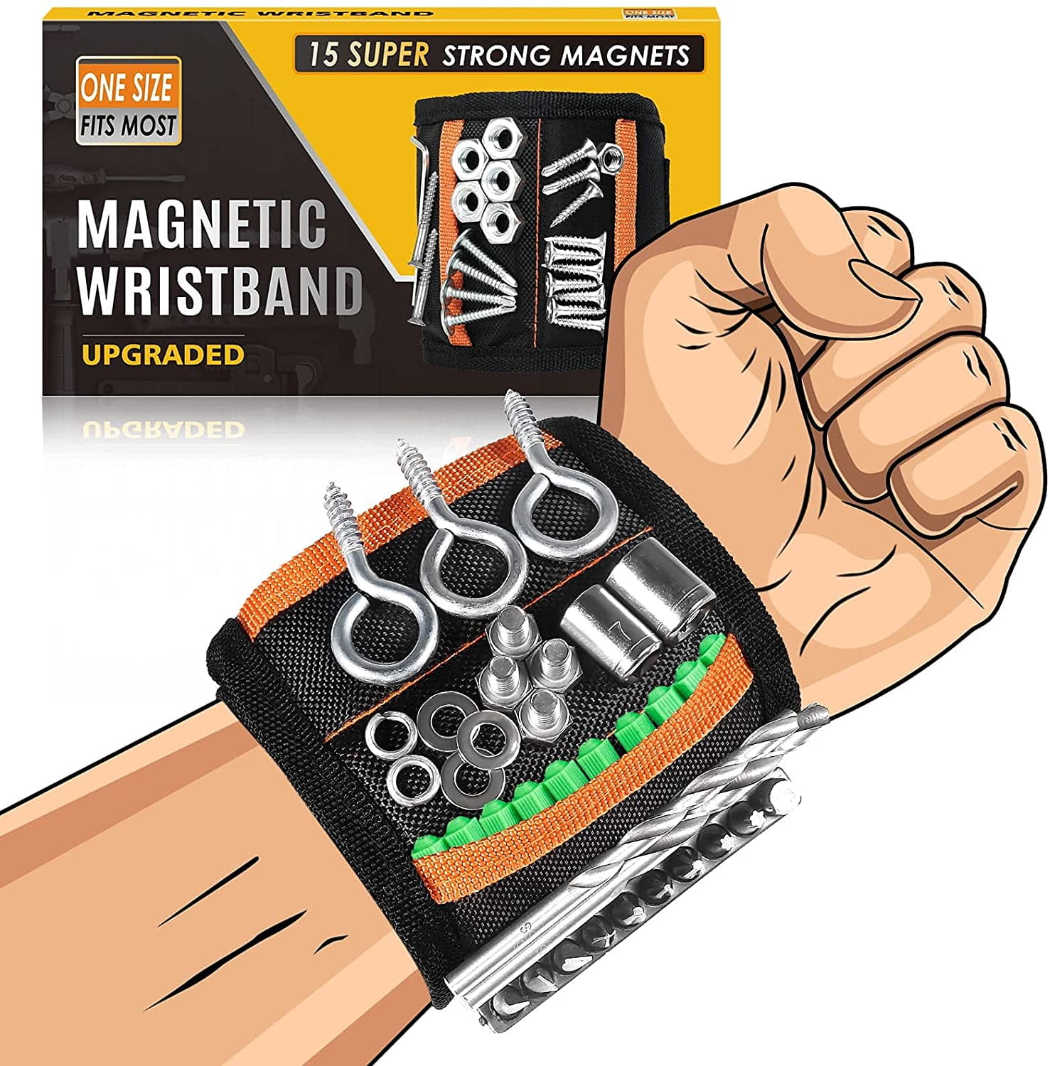 Magnetic Wristband, Blendx Men Gifts Tool with Strong Magnets for Holding Screws, Nails, Drill Bits Cool Tools for Father's Day Gift for Him, Men