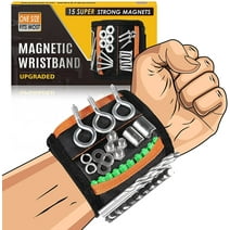 Magnetic Wristband Tool Belt with 15 Strong Magnets for Holding Screws, Nails, Wrenches, Drill Bits - Cool Gadgets Gifts for Men Dad Husband DIY Handyman