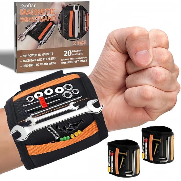 Magnetic Wristband for Tools (2-Pack) - Tool Belt for Men & Women - Heavy Duty 20-Magnet for Hands-Free DIY & Construction, Holds Screws, Nails, Bits - Ideal Gift for Men, Handyman, Husband