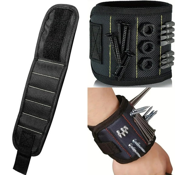 Magnetic Wristband for Tools, Adjustable Size Design, 15 Magnets Holder, Tool Retention Band, Screw Nail Wrench Organizer, Work Utility Accessory, Gifts for Dad, Husband, Grandpa, Handyman