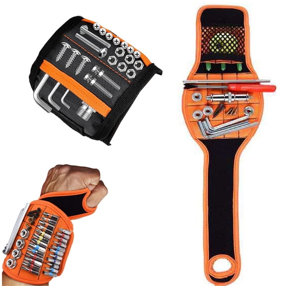Magnetic Wristband for Tools,Bexikou 2 Pack Magnetic Tool Wristband with Strong Magnets for Holding Screws, Nails, Drilling Bits,Tool Belt Wrist Band Gifts for Woodworker, Handyman