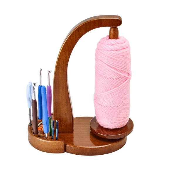 Yarn Holder Magnetic  with Tool Organizer – Walnut Yarn Holder for Crochet and Knitting by Artowell