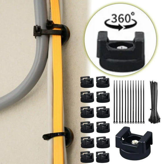 Zip Tie Mount Kit - 12-24PC Heavy Duty Cable Management Set with Strong Bases & Nylon Zip Ties for Wire Organization in Home, Office & Workshop