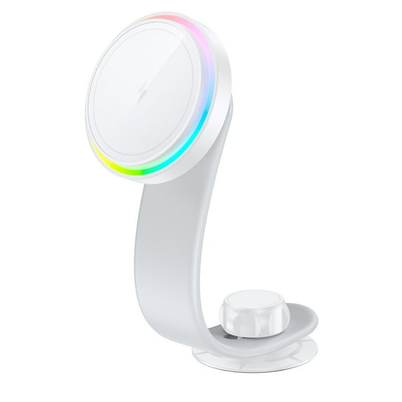 Magnetic car wireless charger holder, colorful light surround, universal 15W fast charging mobile phone accessories,white,21CM,1