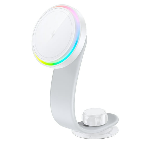 Magnetic car wireless charger holder, colorful light surround, universal 15W fast charging mobile phone accessories,white,21CM,1