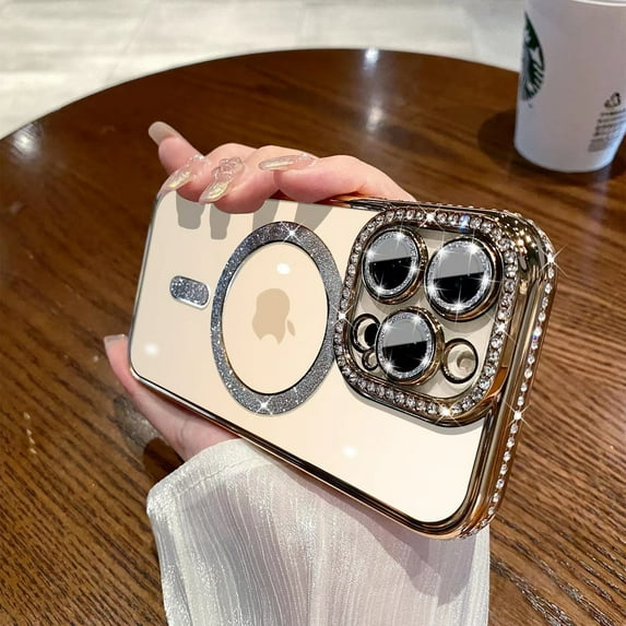 Magnetic case for iPhone 15 14 13 12 11 plus case clear compatible with MagSafe built-in camera lens protector soft slim shockproof phone case cover