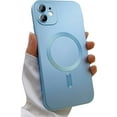 thumbnail image 1 of Magnetic case for iPhone 12 Mini Phone Case for Women, Matte Luxury Soft Metallic Luster Design with Camera Lens Protector, Compatible with Magsafe Case for iPhone 12 Mini 5.4"-Blue, 1 of 12