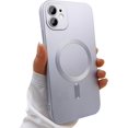 thumbnail image 1 of Magnetic case for iPhone 12 Phone Case for Women, Matte Luxury Soft Metallic Luster Design with Camera Lens Protector, Compatible with Magsafe Case for iPhone 12 6.1"-Silver, 1 of 11