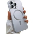 thumbnail image 1 of Magnetic case for iPhone 12 Pro Max Phone Case for Women, Matte Luxury Soft Metallic Luster Design with Camera Lens Protector, Compatible with Magsafe Case for iPhone 12 Pro Max 6.7"-Silver, 1 of 13