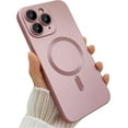 thumbnail image 1 of Magnetic case for iPhone 12 Pro Phone Case for Women, Matte Luxury Soft Metal Gloss Design with Camera Protective Film [Compatible with Magsafe] for iPhone 12 Pro 6.1"-Pink, 1 of 7