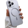 thumbnail image 1 of Magnetic case for iPhone 12 Pro Phone Case for Women, Matte Luxury Soft Metal Gloss Design with Camera Protective Film [Compatible with Magsafe] for iPhone 12 Pro 6.1"-Silver, 1 of 12