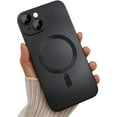 thumbnail image 1 of Magnetic case for iPhone 13 Mini Phone Case for Women, Matte Luxury Soft Metallic Luster Design with Camera Lens Protector, Compatible with Magsafe Case for iPhone 13 Mini 5.4" - Black, 1 of 12