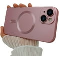 thumbnail image 1 of Magnetic case for iPhone 13 Phone Case for Women, Matte Luxury Soft Metallic Luster Design with Camera Lens Protector, Compatible with Magsafe Case for iPhone 13 6.1" - Pink, 1 of 13