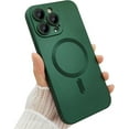 thumbnail image 1 of Magnetic case for iPhone 13 Pro Max Phone Case for Women, Matte Luxury Soft Metallic Luster Design with Camera Lens Protector, Compatible with Magsafe Case for iPhone 13 Pro Max 6.7"-Green, 1 of 7