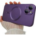 thumbnail image 1 of Magnetic case for iPhone 14 Phone Case for Women, Matte Luxury Soft Metallic Luster Design with Camera Lens Protector, Compatible with Magsafe Case for iPhone 14 6.1" - Deep Purple, 1 of 7