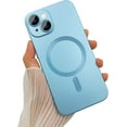 thumbnail image 1 of Magnetic case for iPhone 14 Plus Phone Case for Women, Matte Luxury Soft Metal Gloss Design with Camera Protective Film [Compatible with Magsafe] for iPhone 14 Plus 6.7" - Blue, 1 of 12