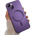 thumbnail image 1 of Magnetic case for iPhone 14 Plus Phone Case for Women, Matte Luxury Soft Metal Gloss Design with Camera Protective Film [Compatible with Magsafe] for iPhone 14 Plus 6.7" - Purple, 1 of 12