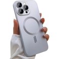 thumbnail image 1 of Magnetic case for iPhone 14 Pro Max Phone Case for Women, Matte Luxury Soft Metallic Luster Design with Camera Lens Protector, Compatible with Magsafe Case for iPhone 14 Pro Max 6.7"-Silver, 1 of 12