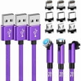 thumbnail image 1 of Magnetic charging cable [3-pack, 10ft/10ft/10ft] 540 ° rotating magnetic phone charger 3 in 1 magnetic USB cable with LED light nylon braided magnetic charger for iProduct/Micro USB/Type C device, 1 of 7