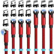 Magnetic charging cable [7-Pack 1. 6ft/3ft/3ft/3ft/6ft/6ft/10ft] 540   rotating magnetic phone charger 3 in 1 magnetic cable nylon braided USB charger cable for Micro USB/Type C/iDevice product-black