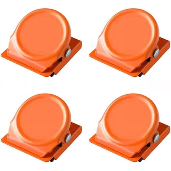 Magnetic clicps-Magnetic Hooks Strong Refrigerator Magnets Whiteboard Wall Fridge Magnetic Memo Note Clips-Multiclolor (Orange 4pcs)