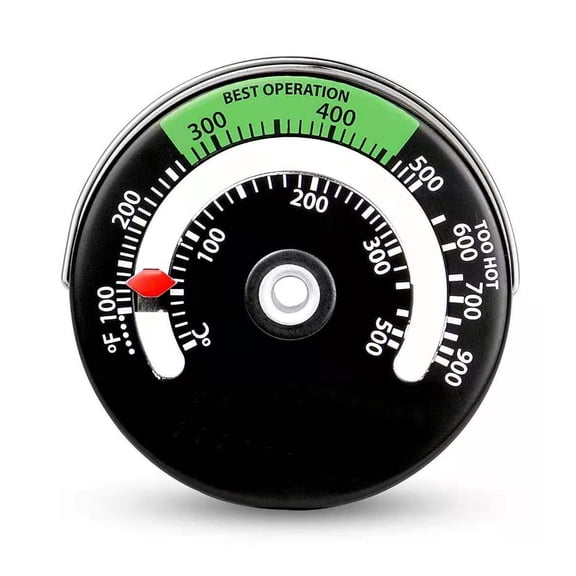 Magnetic dial thermometer-black and green (with a screw)