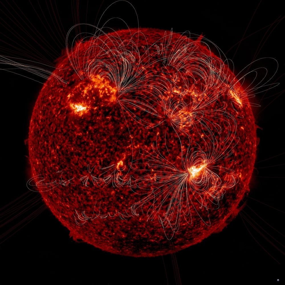 Magnetic field lines on the Sun Canvas Art - Stocktrek Images (28 x 28)