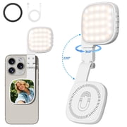 Cshidworld Portable Selfie Light with Mirror, 360  Magnetic, 1000mAh Rechargeable, 48 LED, 3 Modes, 10 Brightness, CRI 80, for Phone, Makeup, Live Streaming, White