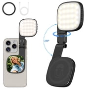 Cshidworld Portable Selfie Light with Mirror, 360° Magnetic, 1000mAh Rechargeable, 48 LED, 3 Modes, 10 Brightness, CRI 80, for Phone, Makeup, Live Streaming, bl