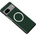thumbnail image 1 of Magnetic for Google Pixel 8 Case Carbon Fiber Texture Compatible with MagSafe Slim Minimalist Style Military Grade Shockproof Protective Case, Green, 1 of 8