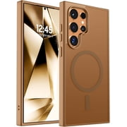 Magnetic for Samsung Galaxy S24 Ultra CaseCompatible with MagSafe Military Grade Drop Protection Slim Translucent Shockproof Phone Case,Brown