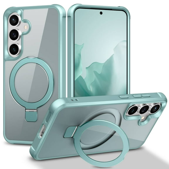 Magnetic for Samsung Galaxy S25 Case [Compatible With Magnetic] With Stand, Drop Protection] Shockproof Translucent Back Slim Protective Phone Case