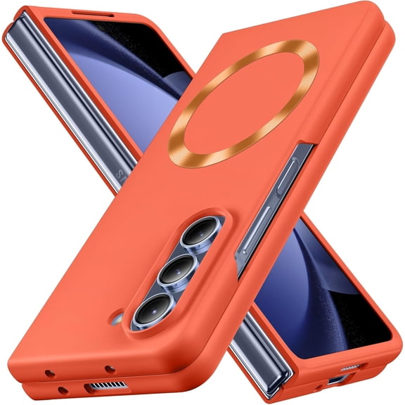 Magnetic for Samsung Galaxy Z Fold 5 Case Slim & Military-Grade Protection Magnetic Phone Case,Orange 21-zfold5-04(cp