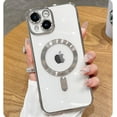 thumbnail image 1 of Magnetic for iPhone 13 Case Compatible with MagSafe Built-in Camera Lens Protector Soft Slim Shockproof Clear Phone Case for iPhone 13 6.1" - Silver, 1 of 12