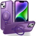 thumbnail image 1 of Magnetic for iPhone 13 Case with Stand [ Grade Drop Tested][Compatible with Magnet] Ring Translucent Slim Hard Back Soft Edge, Purple, 1 of 14