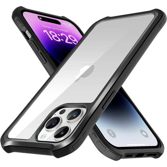 Magnetic for iPhone 14 Pro Max Case, Military Drop Protective Shockproof, Clear Back with Soft Edge, Phone Case for iPhone 14 Pro Max, Black