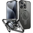 thumbnail image 1 of Magnetic for iPhone 15 Pro Max Case Magsafe Clear with Invisible Stand Kickstand Plating 10FT Shockproof Soft Rubber Protective Phone Case (Black), 1 of 12