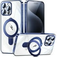 thumbnail image 1 of Magnetic for iPhone 15 Pro Max Case Magsafe with Invisible Stand Kickstand Plating Slim Shockproof Soft Rubber Clear Protective Phone Case (Blue), 1 of 12