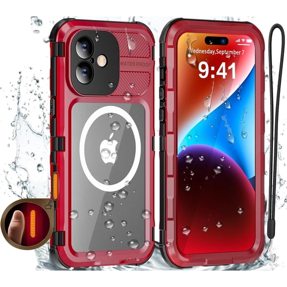Magnetic for iPhone 16 Case Metal Frame | IP68 Waterproof Dustproof Rugged Cover, MagSafe Compatible, Built-in Screen Protector, 6.1 inch