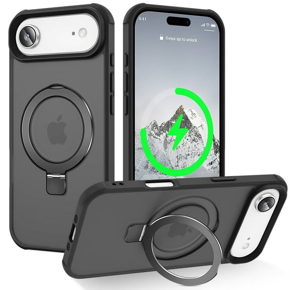Magnetic for iPhone Air Case [Compatible with Mag-safe] with Stand, [Military Grade Drop Protection] Shockproof Translucent Back Slim Protective