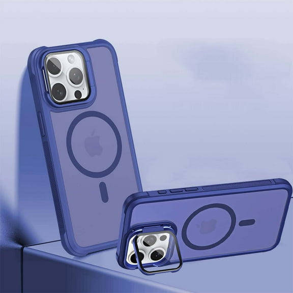 Magnetic for iPhone 11 Case with Camera Cover Stand [Compatible with MagSafe] [Military-Grade Protection] Translucent Matte Slim Shockproof Phone Case Wireless Charging,Blue